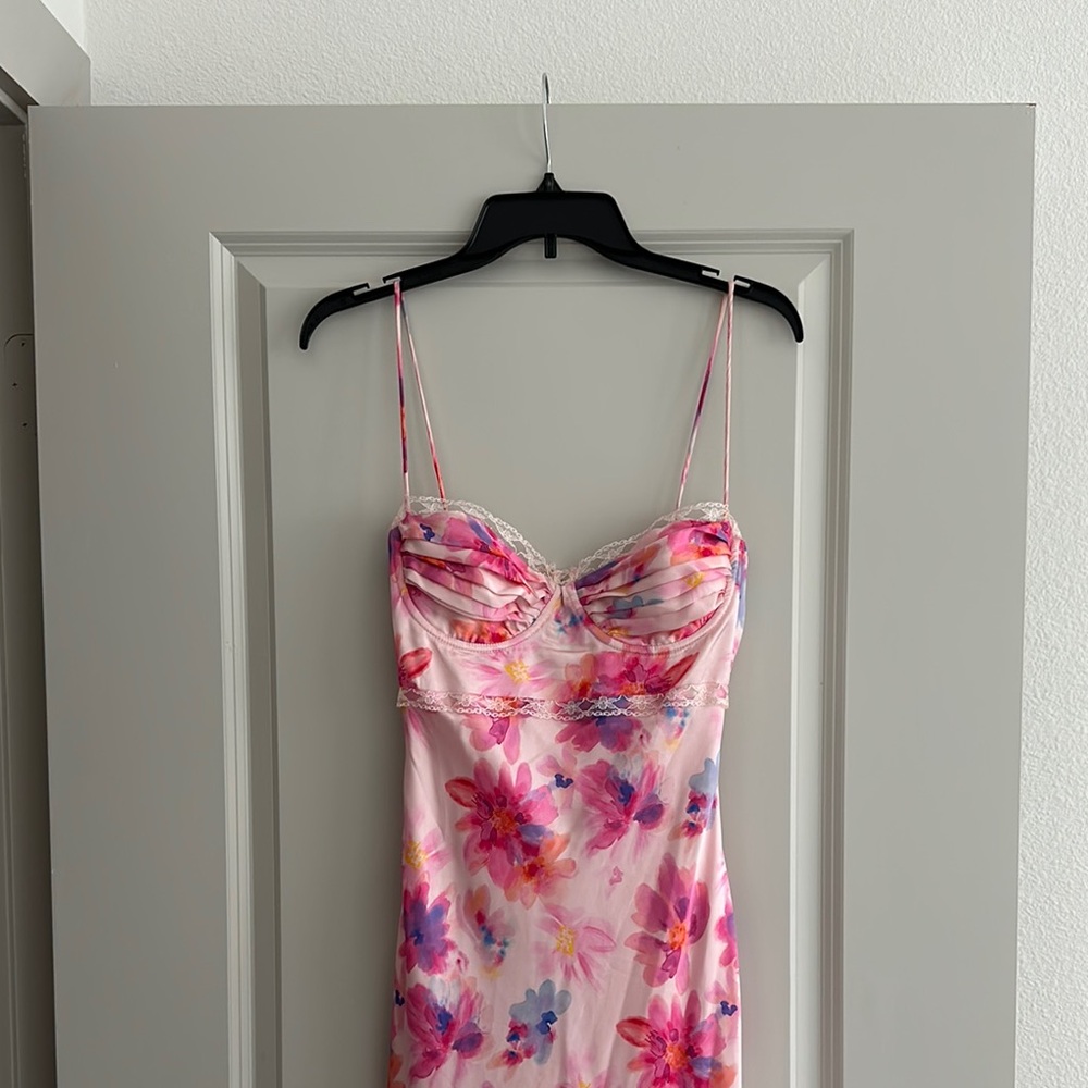 Floral Pink Spaghetti Strap Dress ASTR the Label